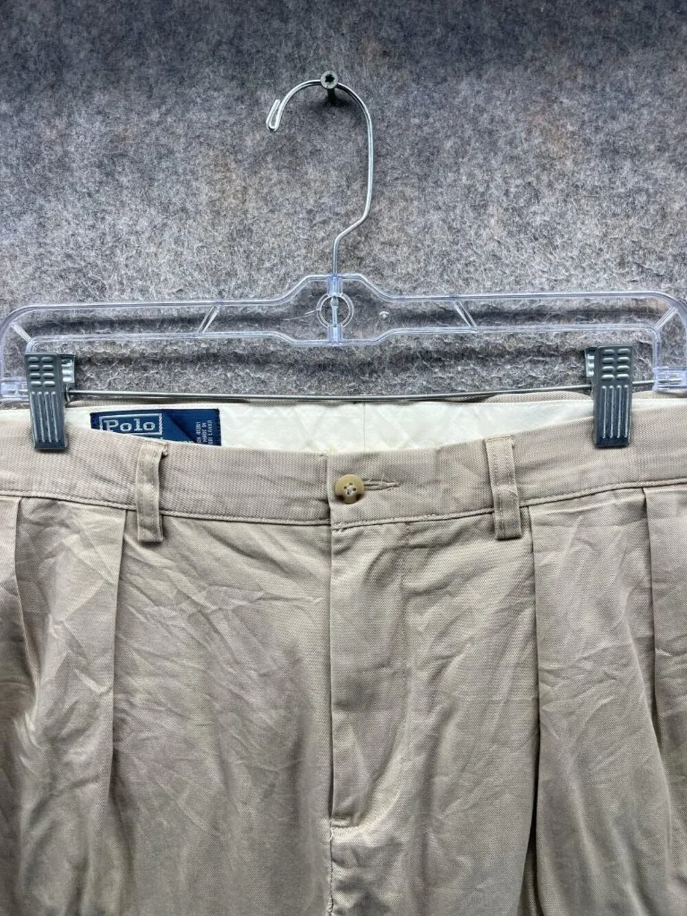Polo By Ralph Lauren Pants Men 33x30 Beige Chino Pleated Classic Cotton Vintage